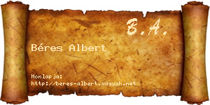 Béres Albert névjegykártya